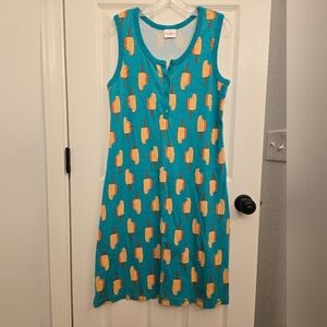 Hanna Andersson Adult Teal Popsicle-Themed Knee-Length Dress